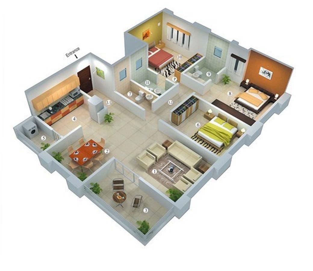 Detail Desain Rumah Dengan 3 Kamar Tidur Dan 2 Kamar Mandi Nomer 14