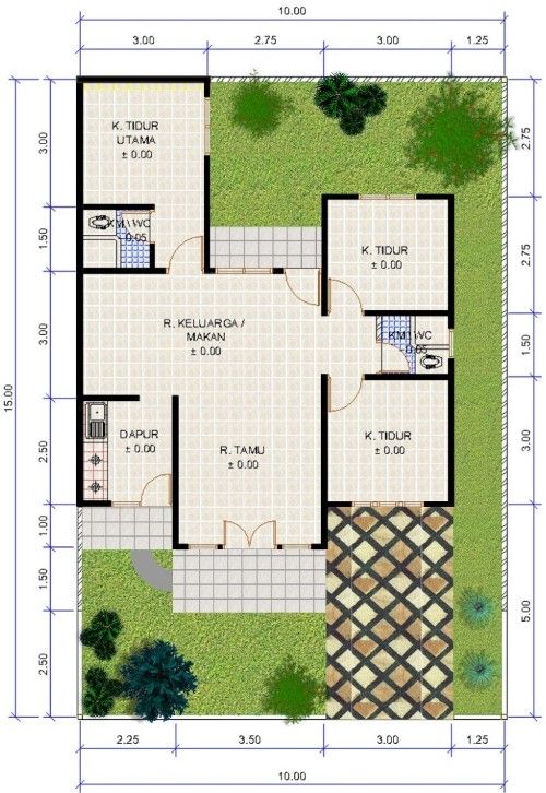 Detail Desain Rumah Dengan 3 Kamar Tidur Dan 2 Kamar Mandi Nomer 16