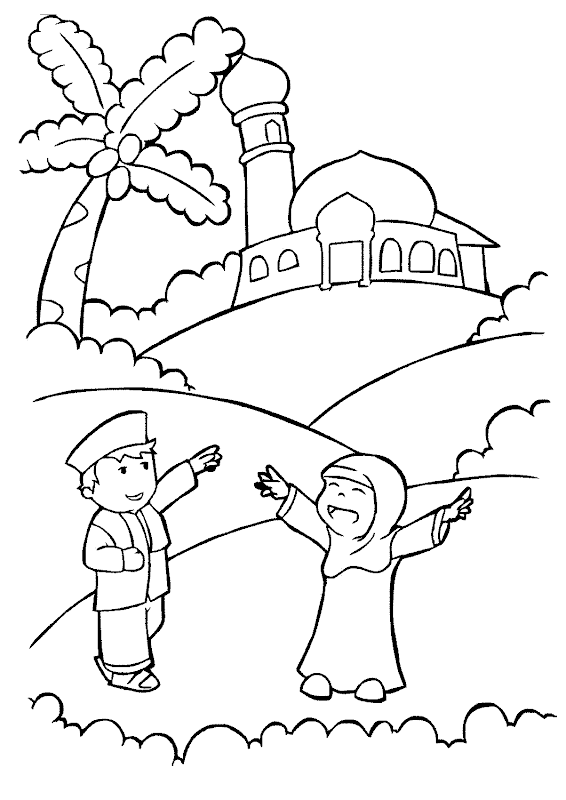 Detail Mewarnai Gambar Rekreasi Mewarnai Gambar Anak Islam Belajar Nomer 31