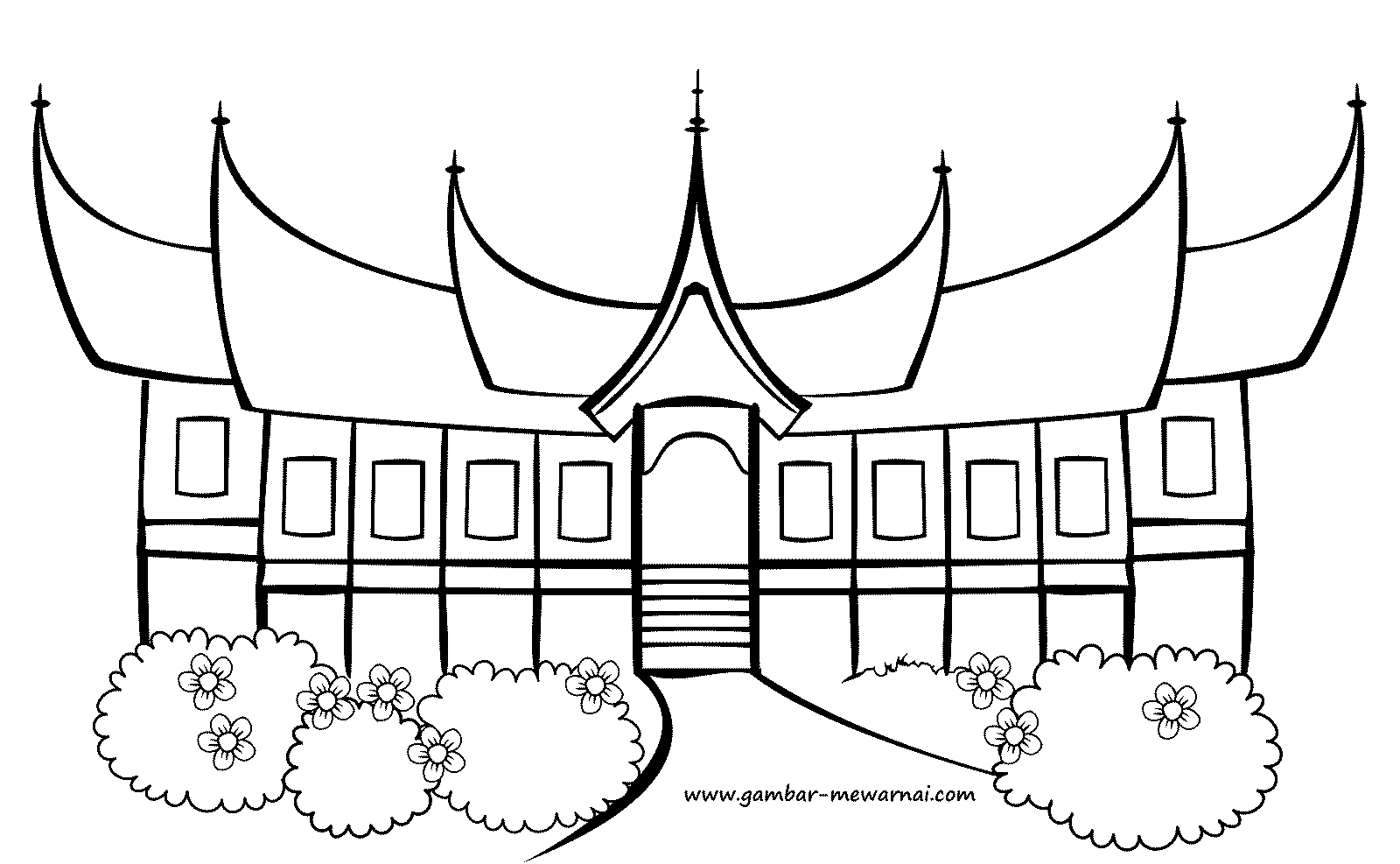 Detail Mewarnai Gambar Rumah Adat Minangkabau Nomer 13