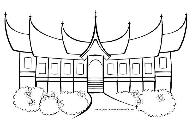 Detail Mewarnai Gambar Rumah Adat Minangkabau Nomer 4