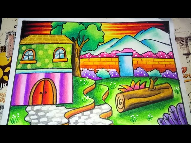 Detail Mewarnai Gambar Rumah Dengan Crayon Nomer 30