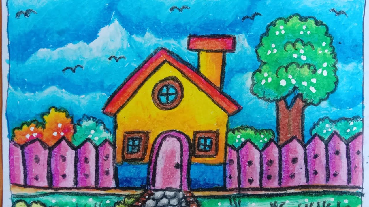 Detail Mewarnai Gambar Rumah Dengan Crayon Nomer 45