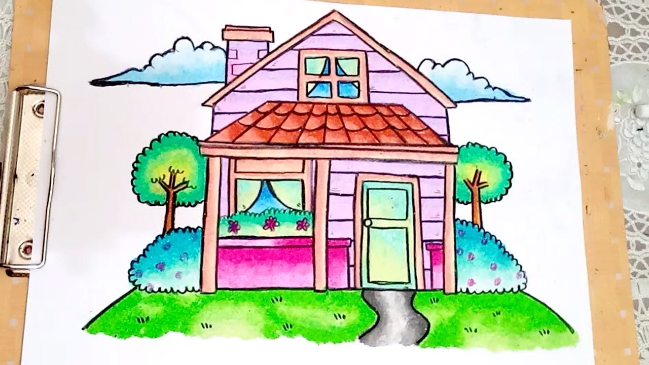 Detail Mewarnai Gambar Rumah Dengan Crayon Nomer 10