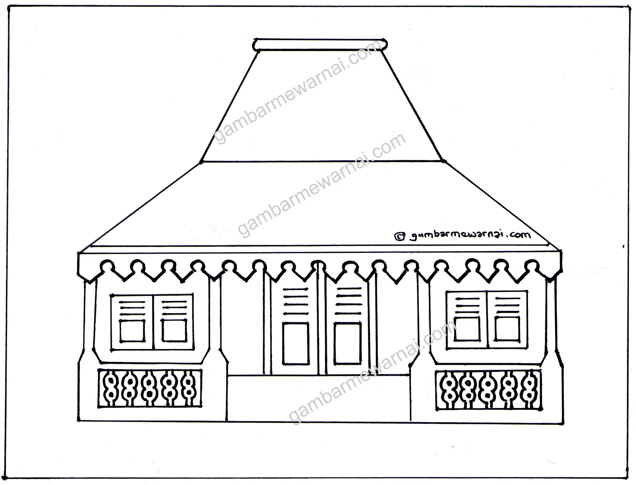 Detail Mewarnai Gambar Rumah Joglo Nomer 10