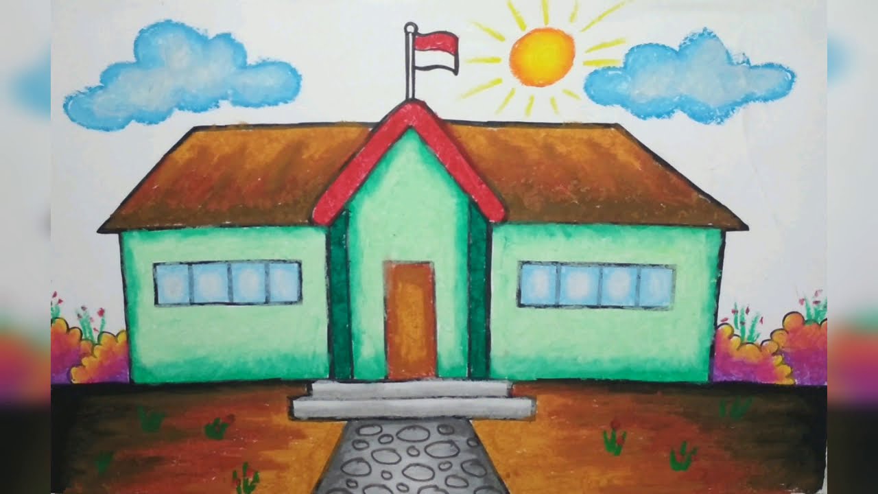 Detail Mewarnai Gambar Rumah Sekolah Nomer 18