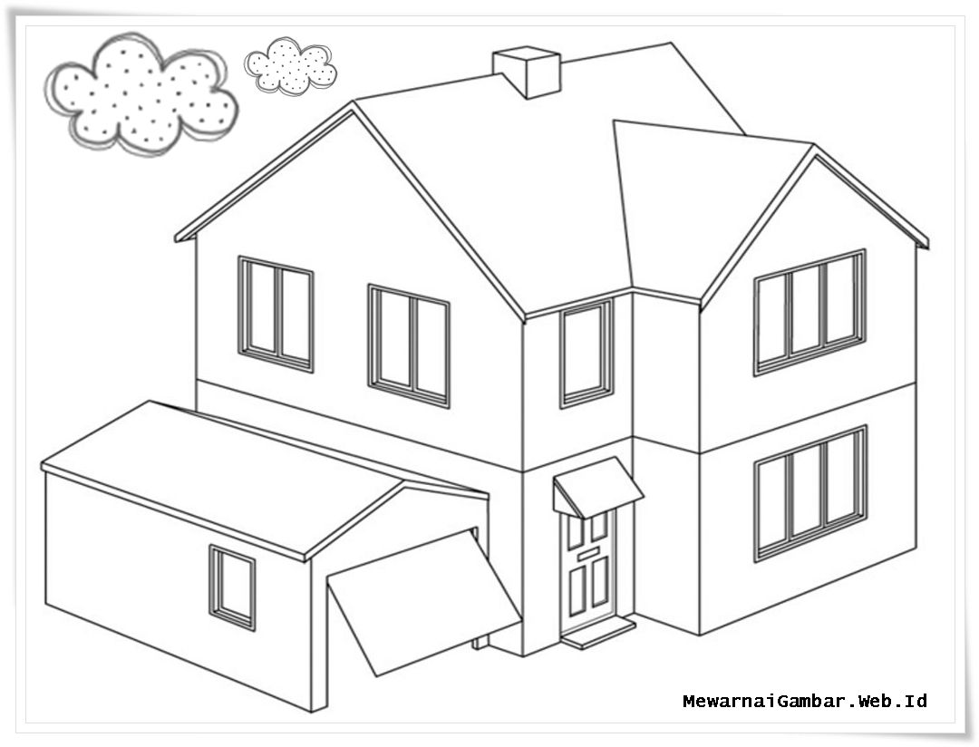 Detail Mewarnai Gambar Rumah Tingkat Nomer 16