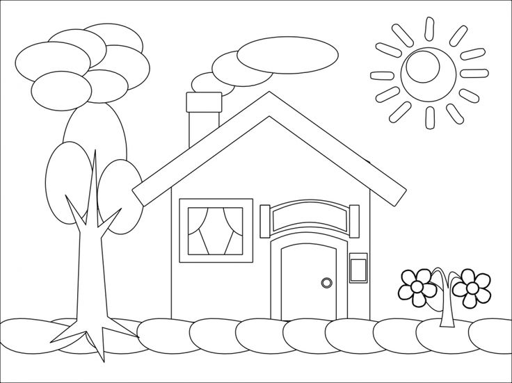 Detail Mewarnai Gambar Rumah Untuk Anak Tk Nomer 6