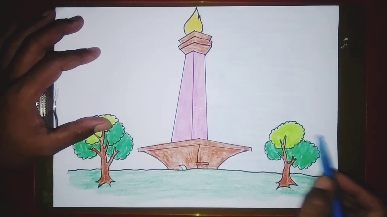 Mewarnai Monas Gambar Tugu Monas Kartun Cara Menggamb