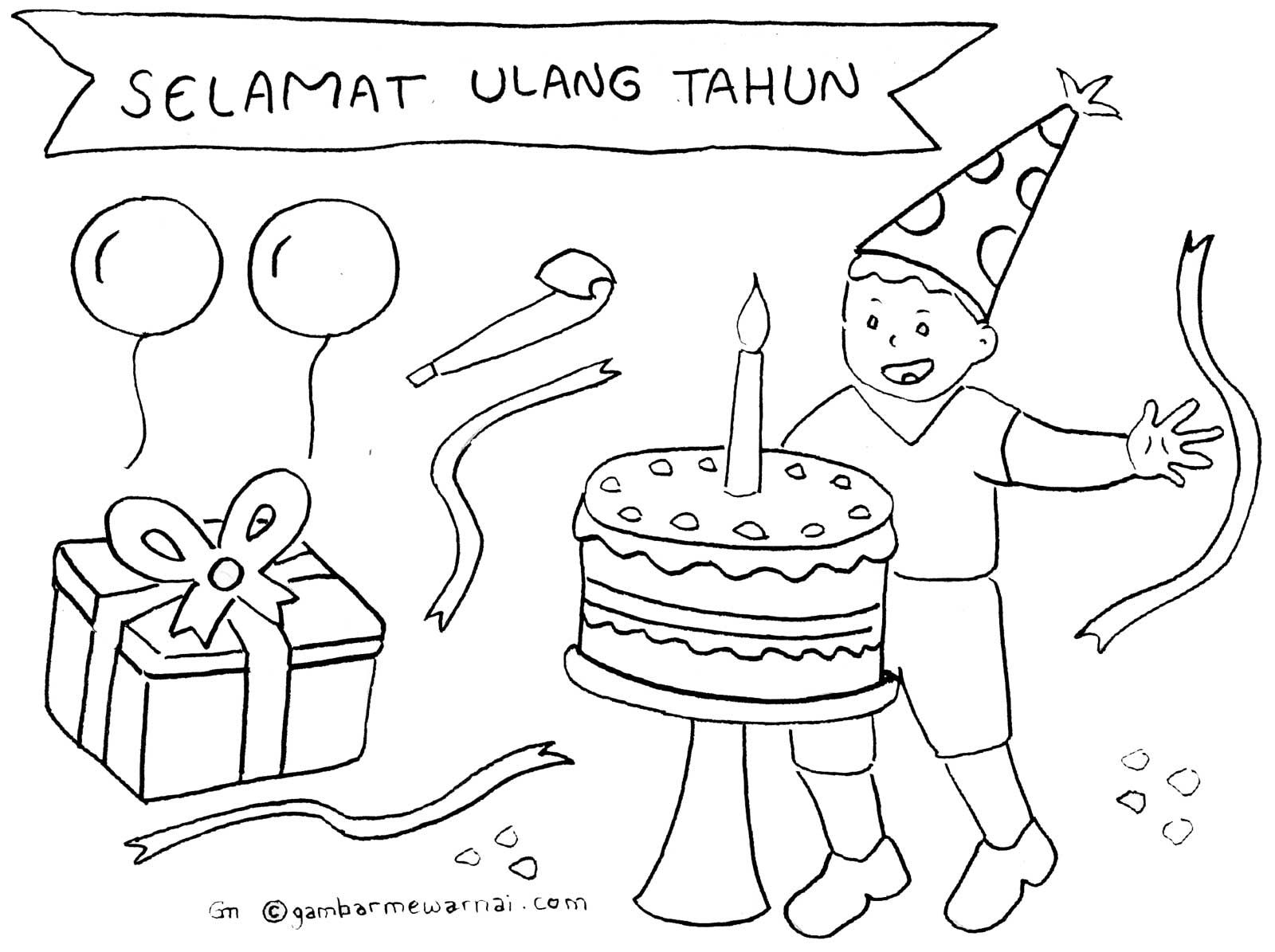 Detail Mewarnai Gambar Ulang Tahun Nomer 2