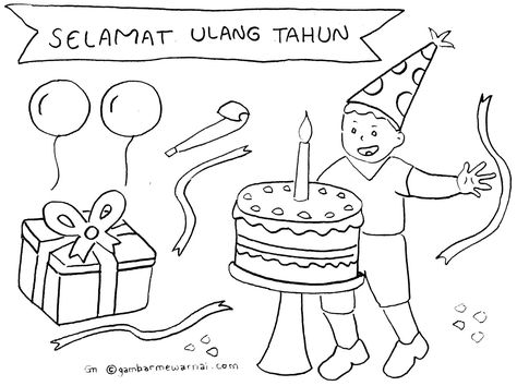 Detail Mewarnai Gambar Ulang Tahun Nomer 24
