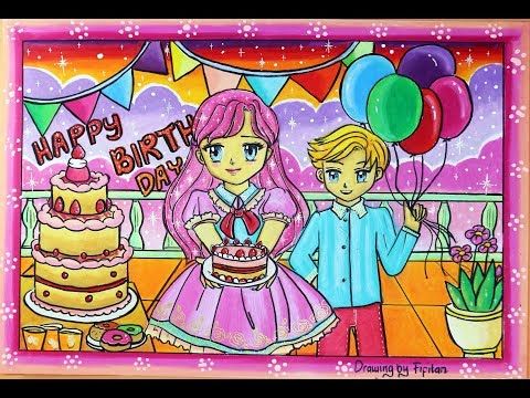 Detail Mewarnai Gambar Ulang Tahun Nomer 29