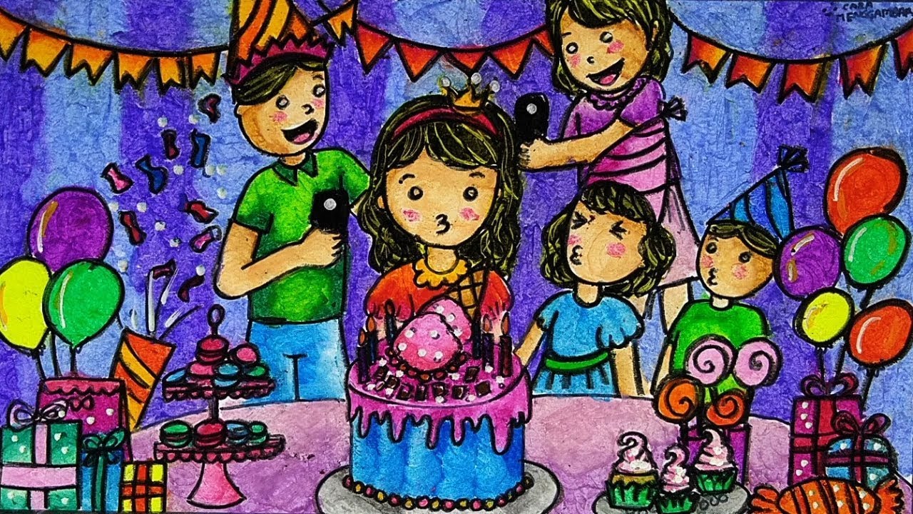 Detail Mewarnai Gambar Ulang Tahun Nomer 7