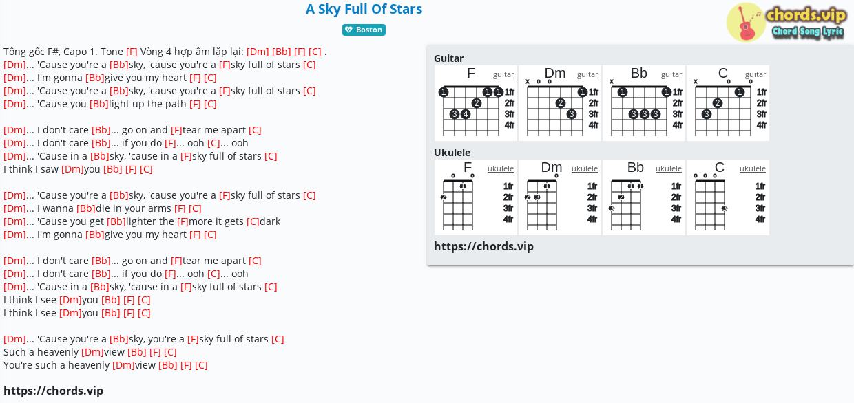 Detail Kunci Gitar A Sky Full Of Stars Nomer 2