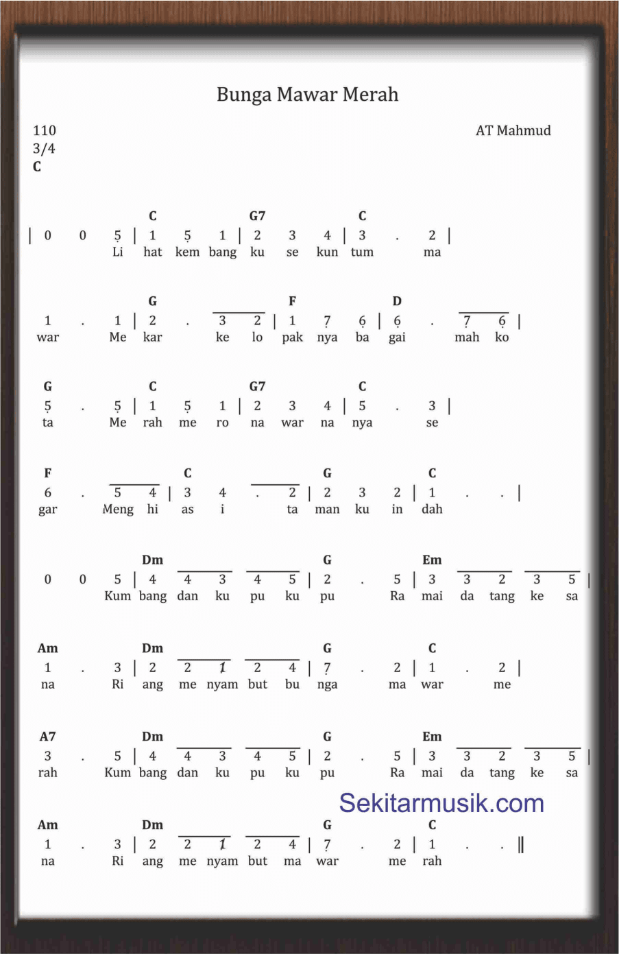 Detail Kunci Gitar Mawar Merah Nomer 54