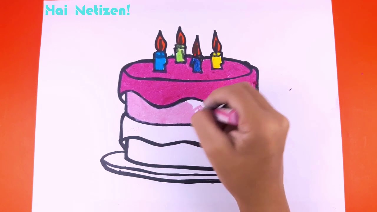 Detail Mewarnai Kue Ulang Tahun Dengan Crayon Nomer 12