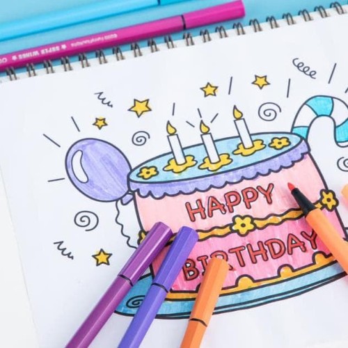 Detail Mewarnai Kue Ulang Tahun Dengan Crayon Nomer 49