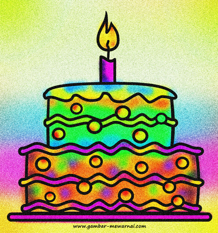 Detail Mewarnai Kue Ulang Tahun Dengan Crayon Nomer 9