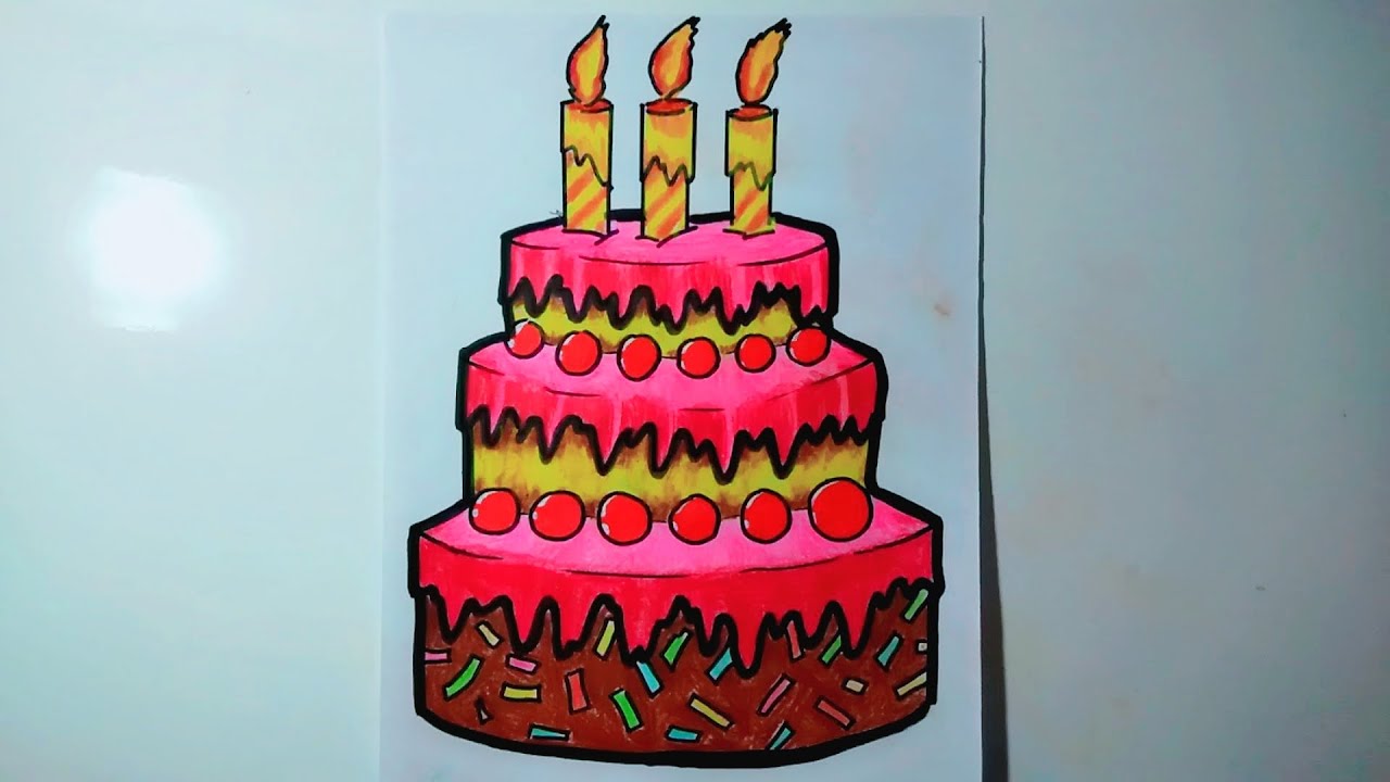 Detail Mewarnai Kue Ulang Tahun Dengan Crayon Nomer 10
