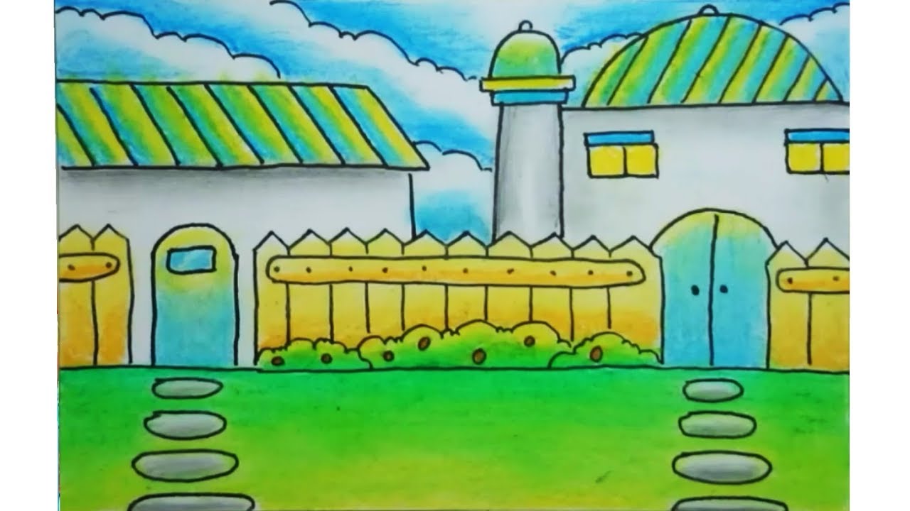 Detail Mewarnai Masjid Dengan Crayon Nomer 49
