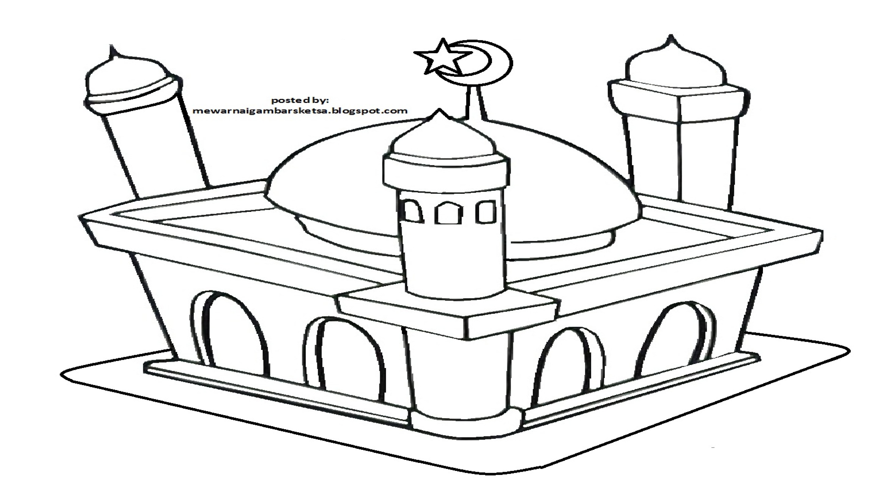 Detail Mewarnai Masjid Kaligrafi Nomer 41