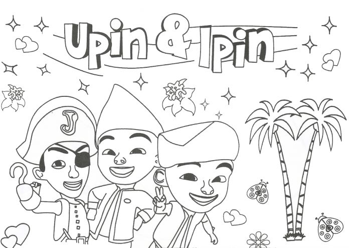 Detail Mewarnai Upin Dan Ipin Nomer 3