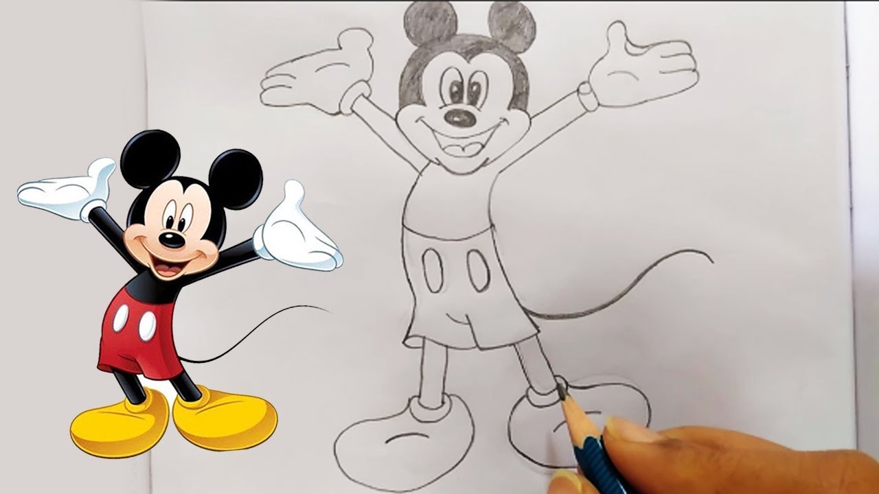Detail Mickey Mouse Pencil Sketch Nomer 13