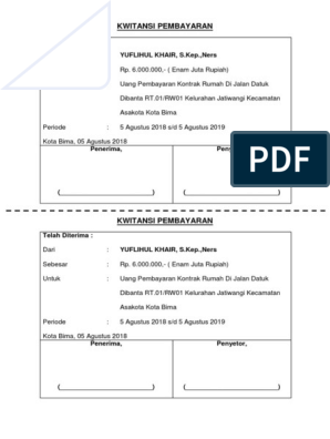 Detail Kwitansi Kontrak Rumah Nomer 30