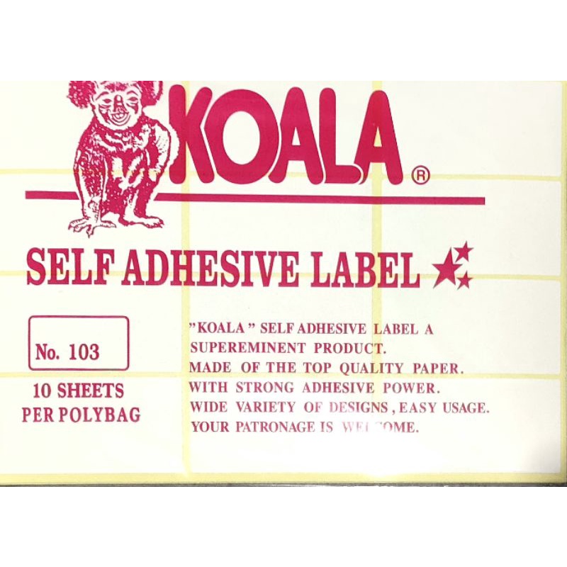 Detail Label Koala 103 Nomer 30