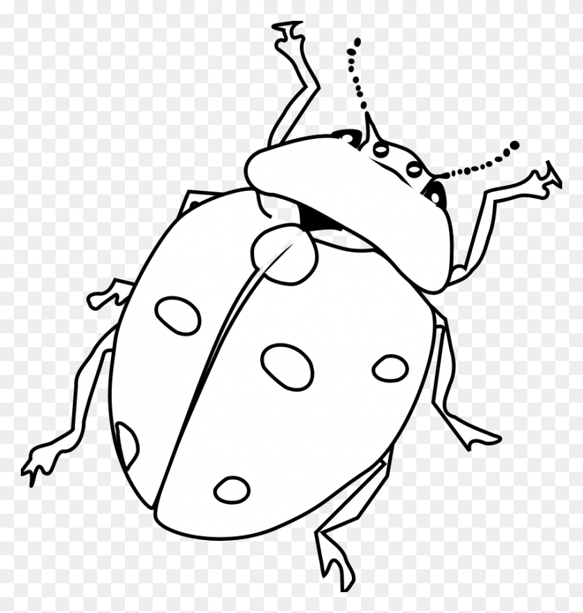 Detail Ladybug Clipart Black And White Nomer 22