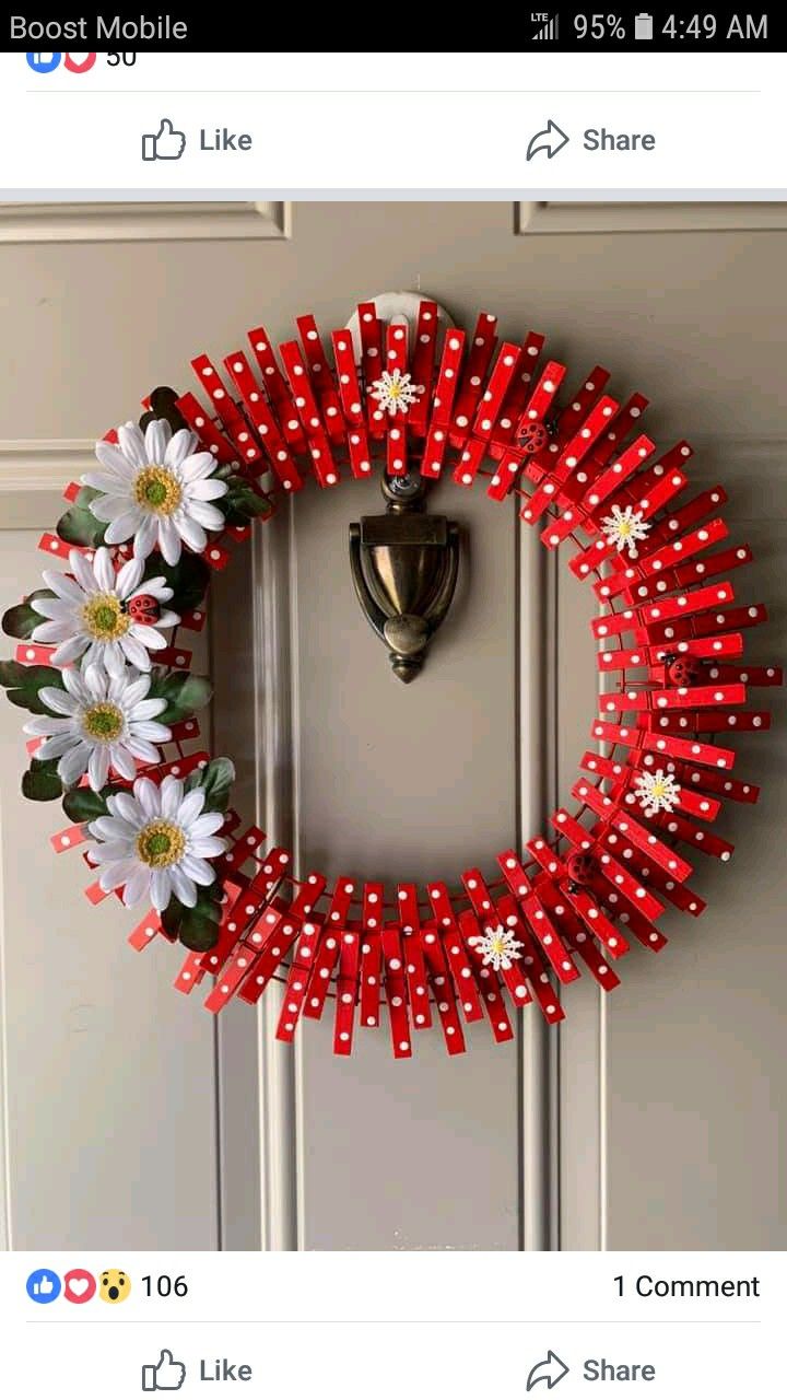 Detail Ladybug Clothespin Wreath Nomer 17