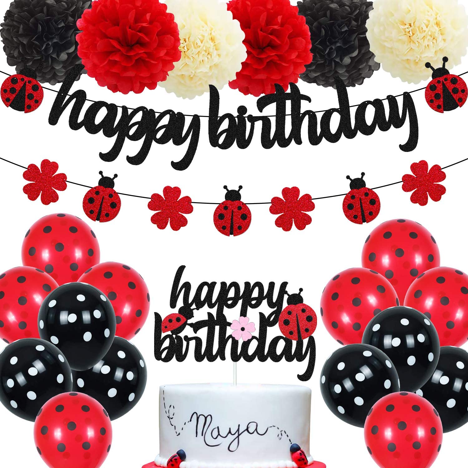 Detail Ladybug Happy Birthday Banner Nomer 7