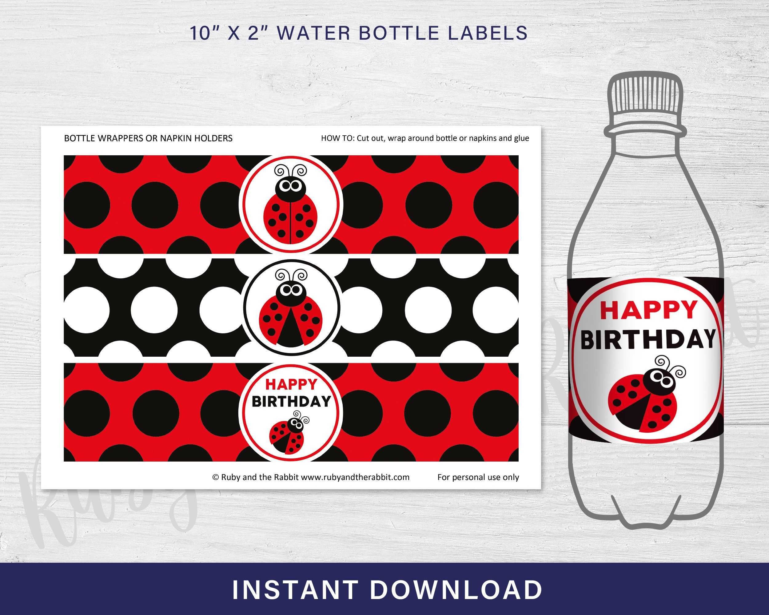 Detail Ladybug Water Bottle Labels Free Nomer 6