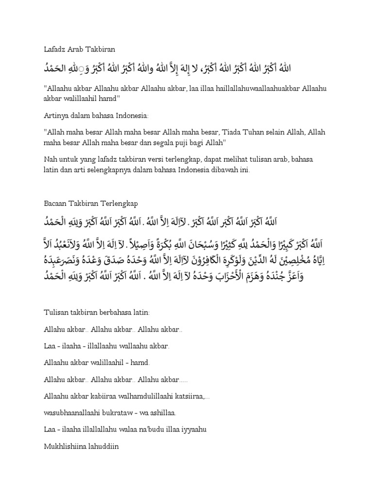 Detail Lafadz Takbiran Arab Nomer 48
