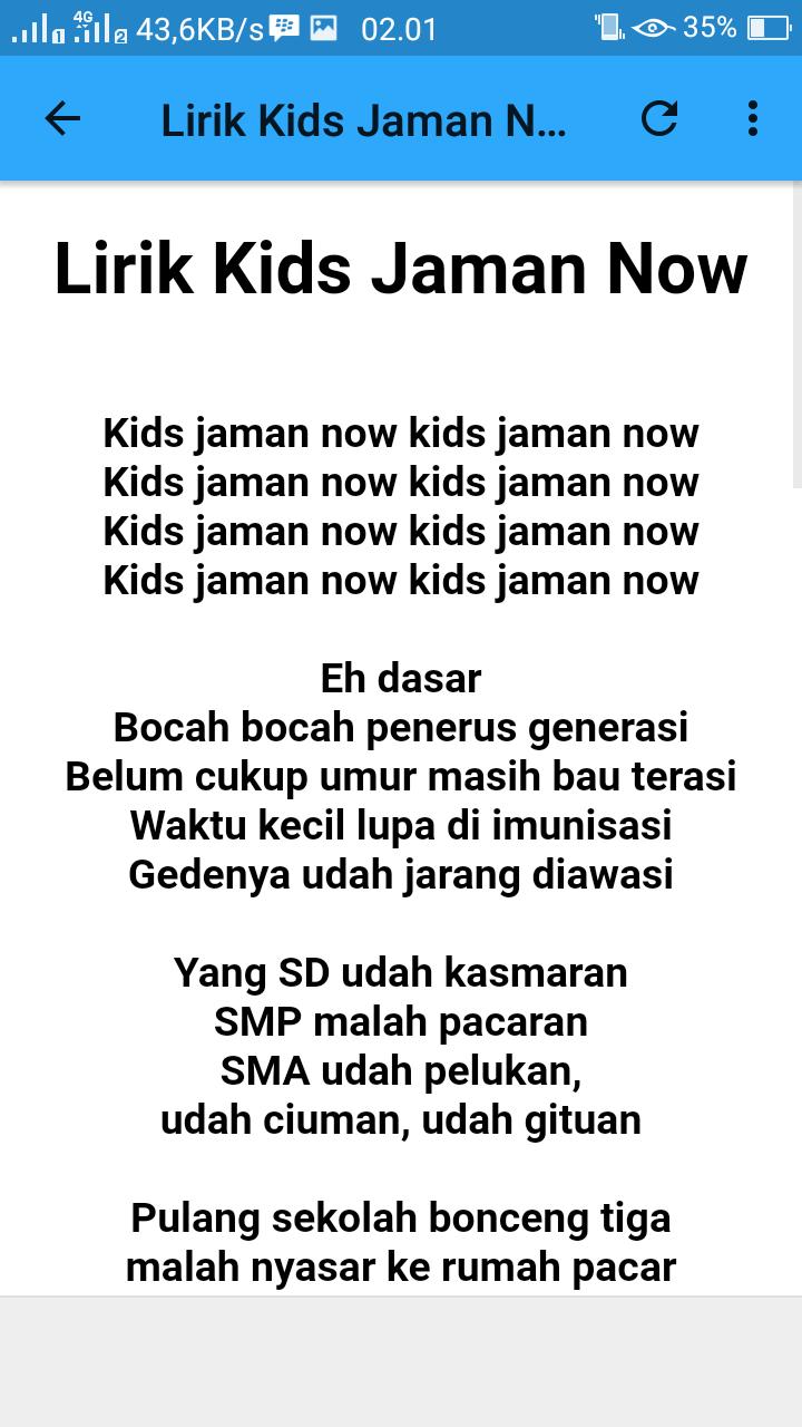 Detail Lagu Kids Zaman Now Nomer 7