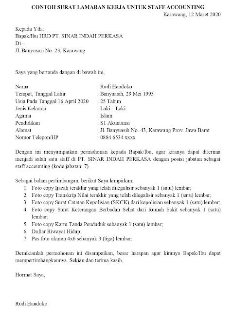 Detail Lamaran Surat Kerja Nomer 52