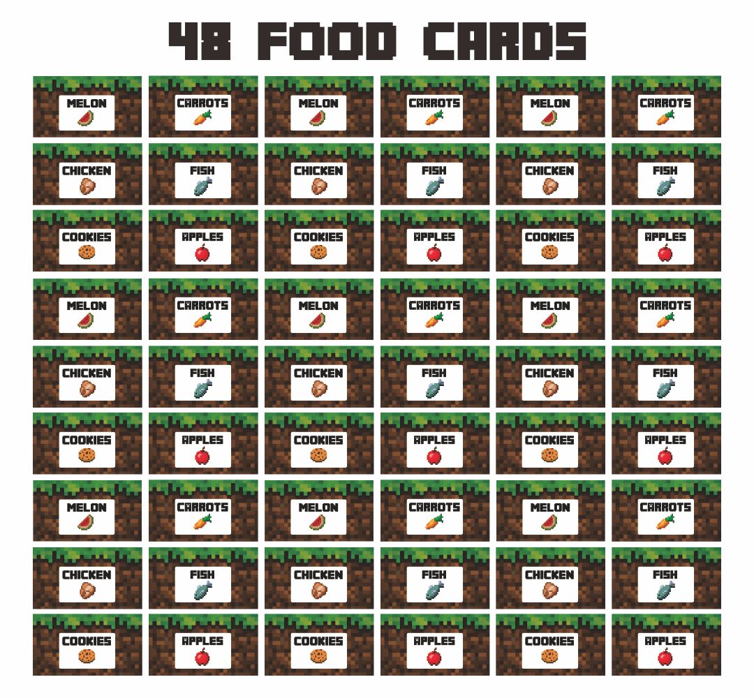 Detail Minecraft Food Tent Cards Free Nomer 4