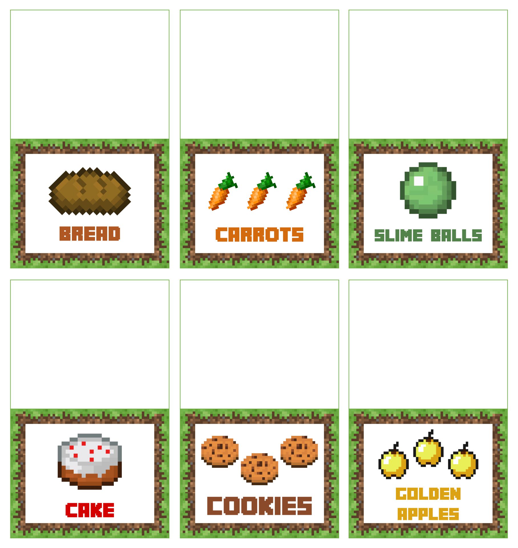 Detail Minecraft Food Tent Cards Free Nomer 6