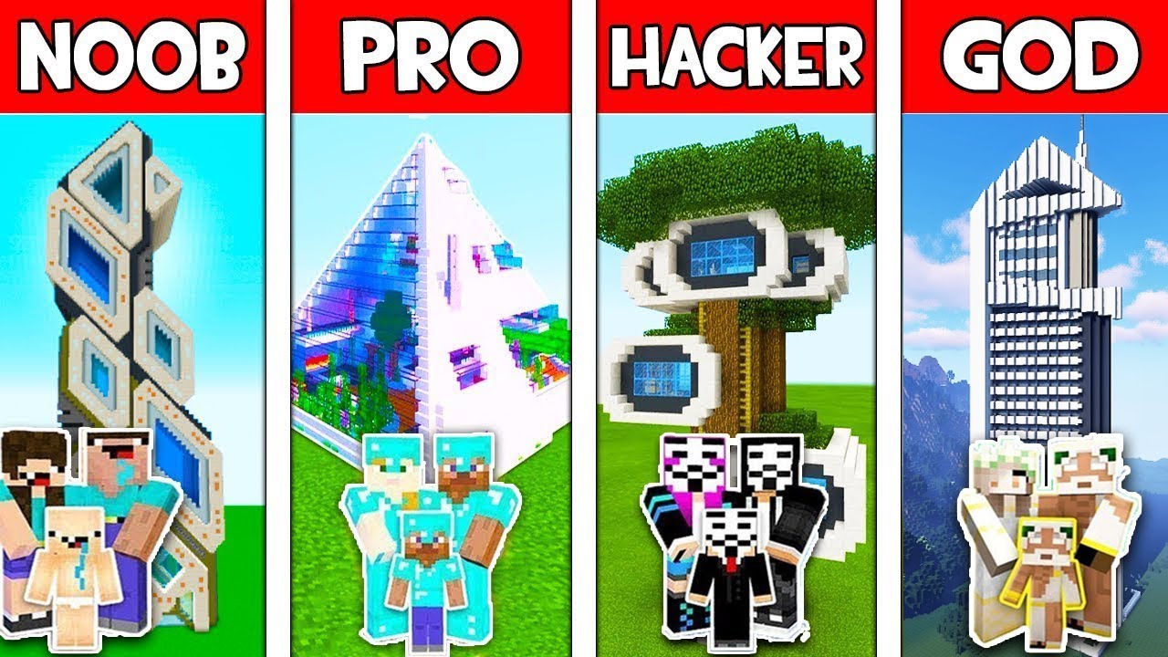 Minecraft Noob Vs Pro Vs Hacker Vs God Membuat Rumah - KibrisPDR