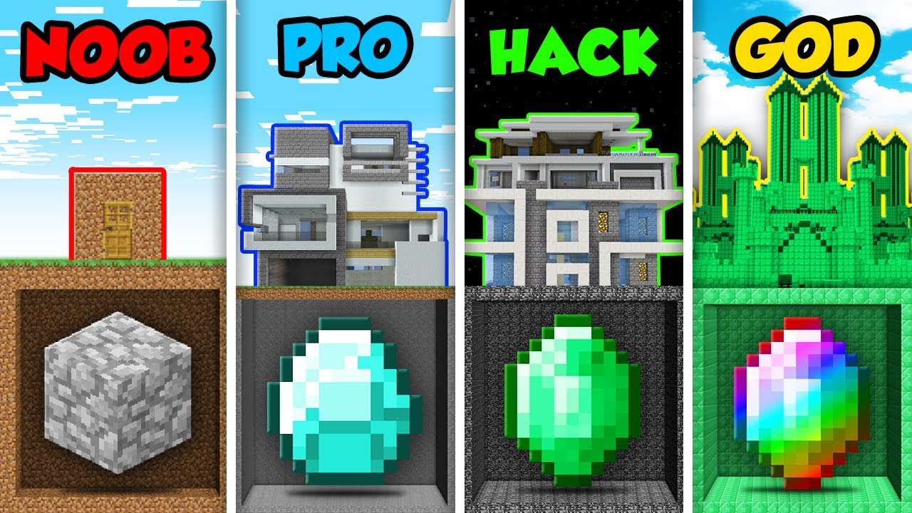 Detail Minecraft Noob Vs Pro Vs Hacker Vs God Membuat Rumah Nomer 2