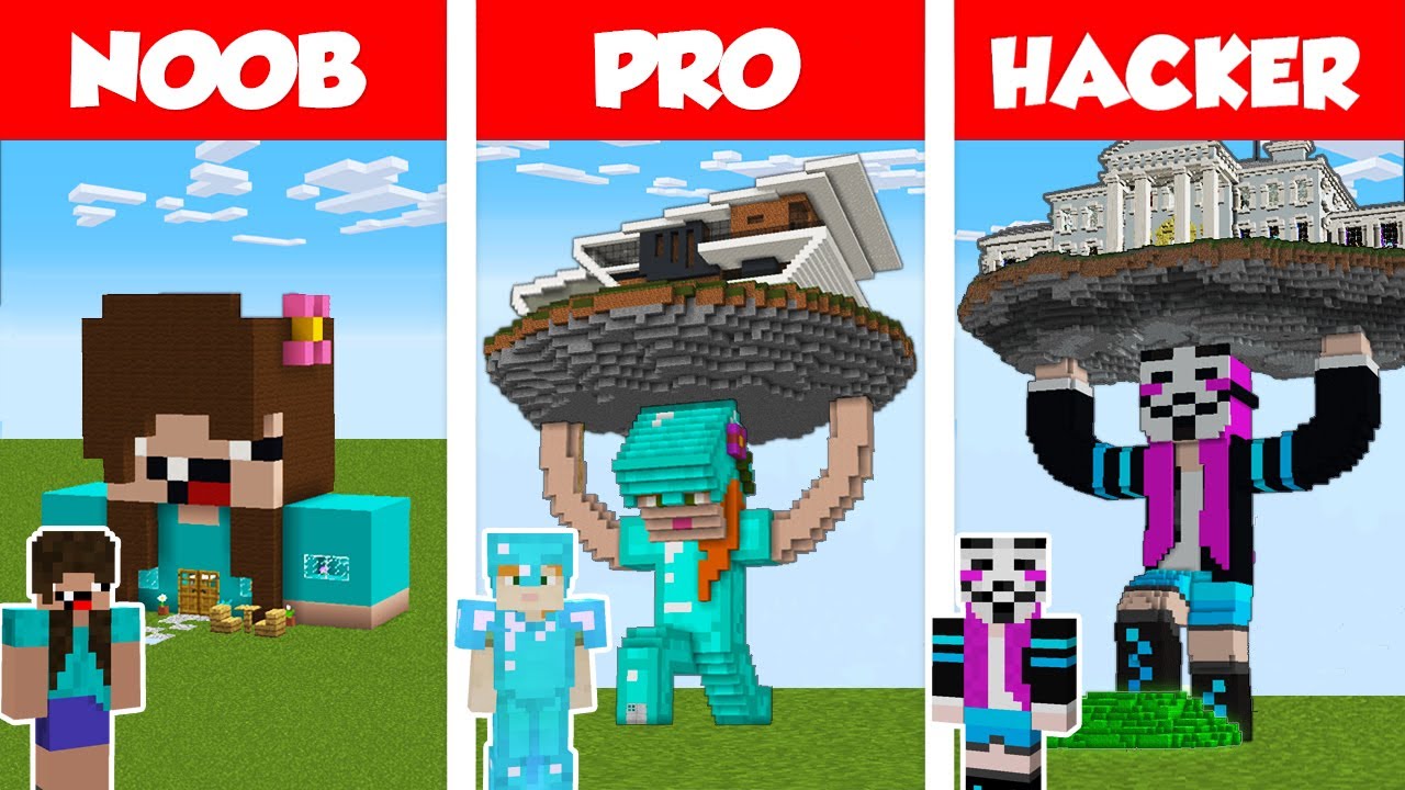 Detail Minecraft Noob Vs Pro Vs Hacker Vs God Membuat Rumah Nomer 22