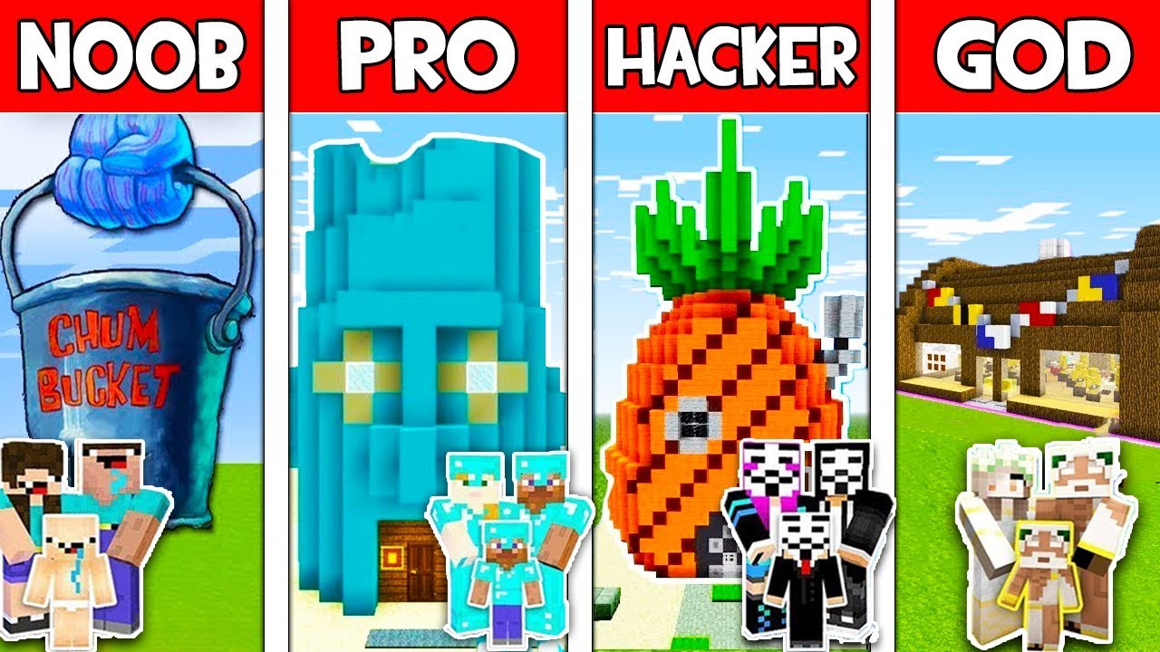 Detail Minecraft Noob Vs Pro Vs Hacker Vs God Membuat Rumah Nomer 5