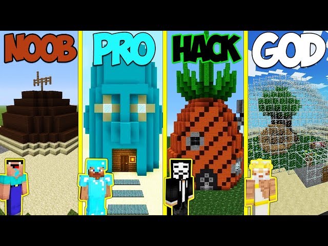 Detail Minecraft Noob Vs Pro Vs Hacker Vs God Membuat Rumah Nomer 40