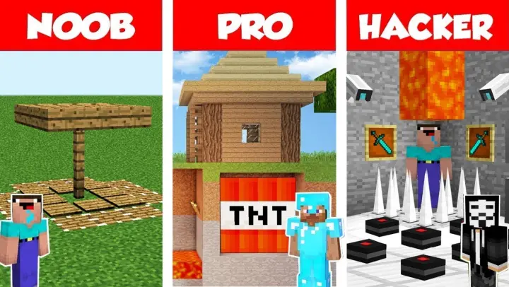 Detail Minecraft Noob Vs Pro Vs Hacker Vs God Membuat Rumah Nomer 46