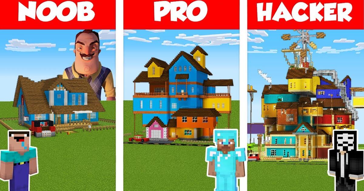 Detail Minecraft Noob Vs Pro Vs Hacker Vs God Membuat Rumah Nomer 47