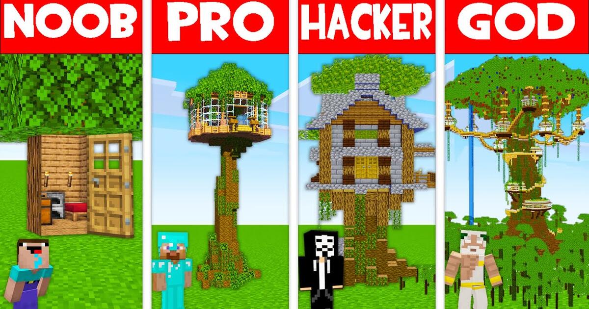 Detail Minecraft Noob Vs Pro Vs Hacker Vs God Membuat Rumah Nomer 51