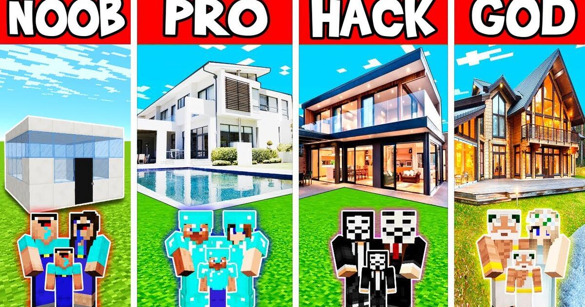 Detail Minecraft Noob Vs Pro Vs Hacker Vs God Membuat Rumah Nomer 56