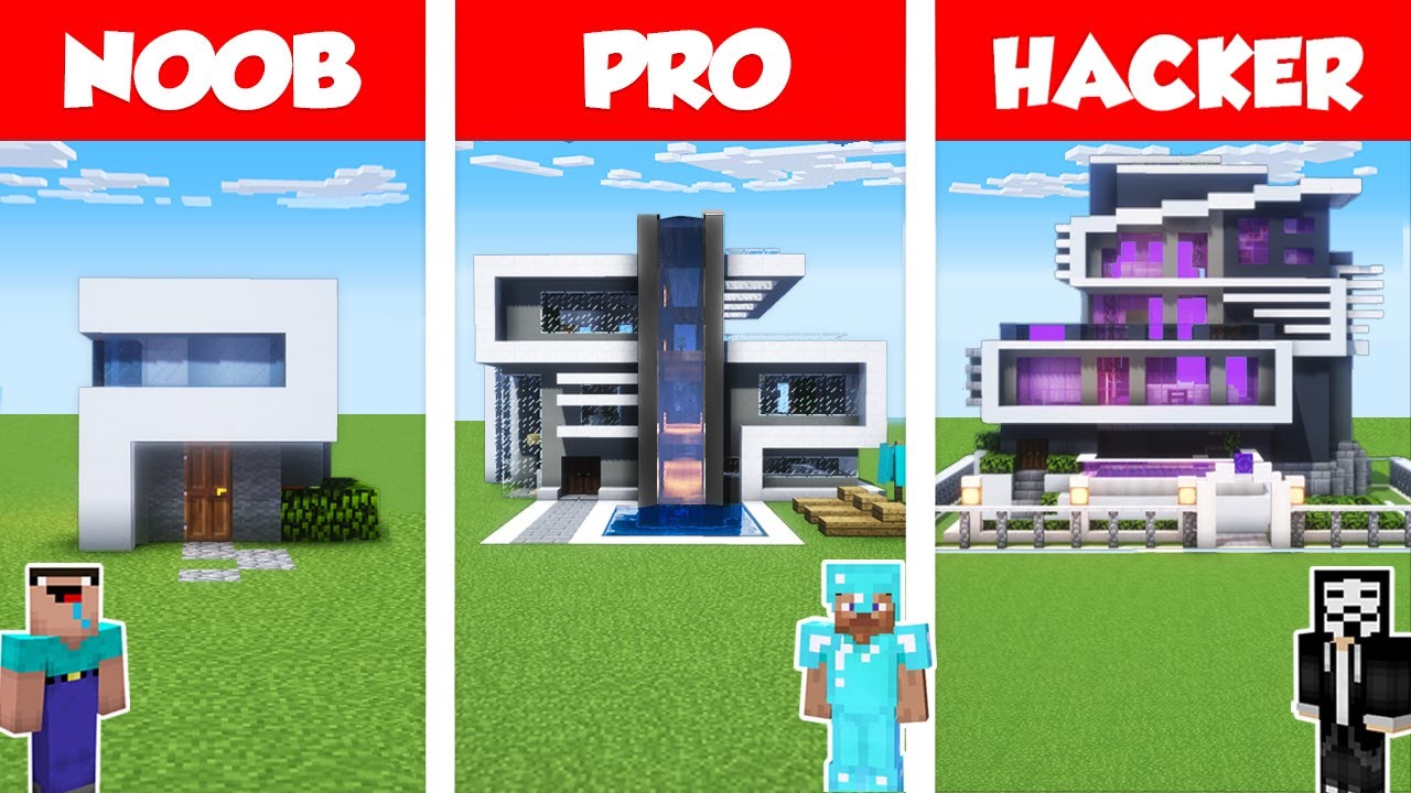 Detail Minecraft Noob Vs Pro Vs Hacker Vs God Membuat Rumah Nomer 7