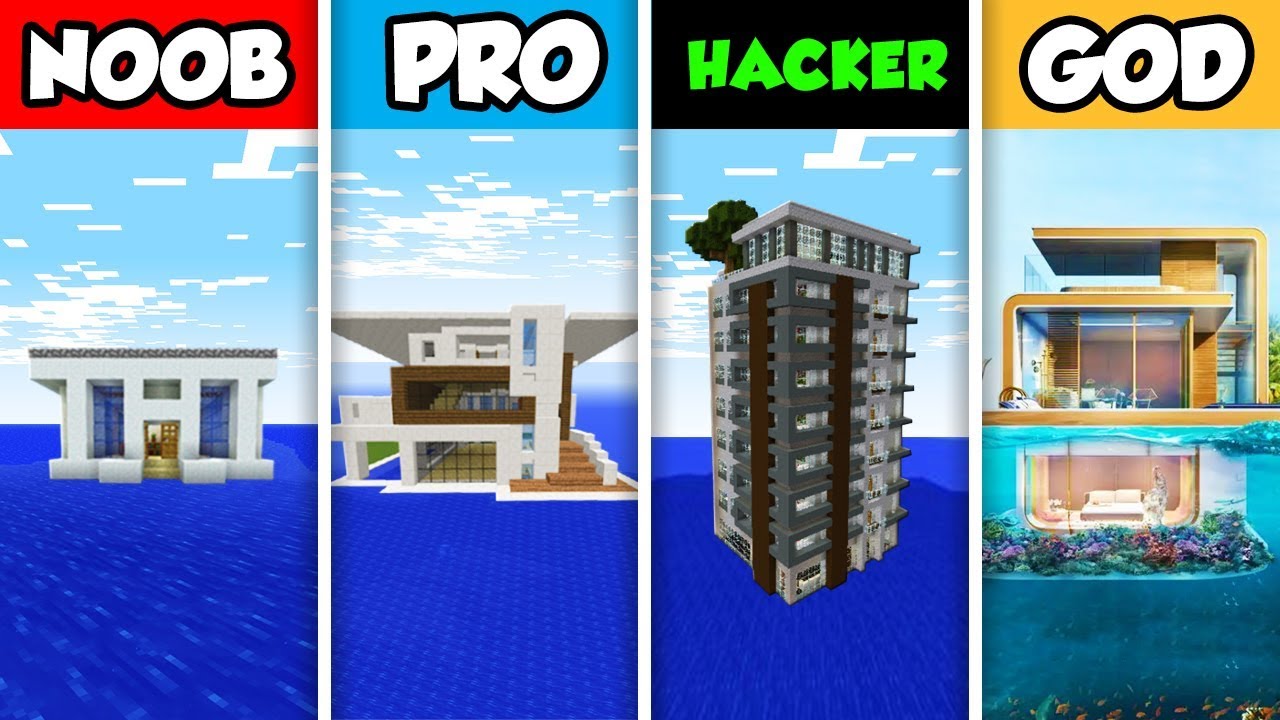 Detail Minecraft Noob Vs Pro Vs Hacker Vs God Membuat Rumah Nomer 9