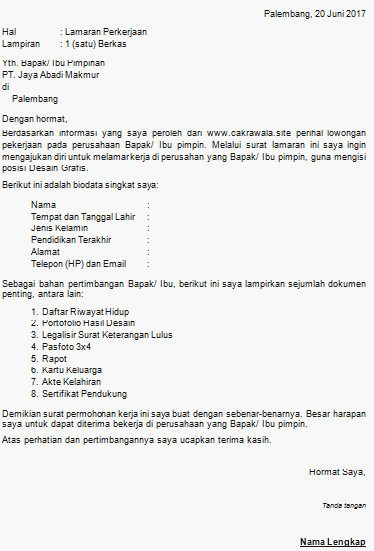 Detail Lampiran Dalam Surat Lamaran Pekerjaan Nomer 33